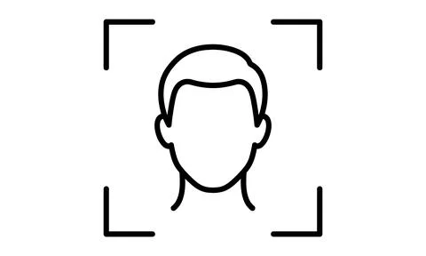 Modern digital face recognition interface with human head silhouette Stock Illustration