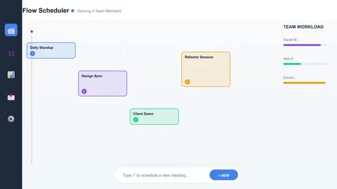 Modern Digital Flow Scheduler Meeting Management Dashboard UI Stock Footage 346738637