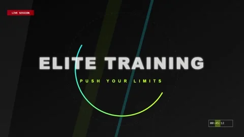 Modern digital graphic for live elite training session featuring motivationa 스톡 동영상 333823213