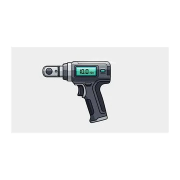 Modern digital impact driver tool with electronic display graphic Stock Illustration