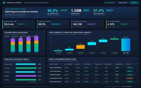 Modern digital interface displaying medical analytics, patient statistics, an Stock Illustration