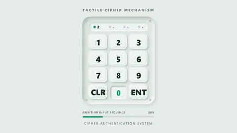 Modern digital keypad interface demonstrating secure password input, authen.. Stock Footage 347716692