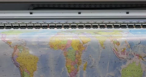Modern Digital Large format UV printer. Printing production technologies. Stock Footage 164062427