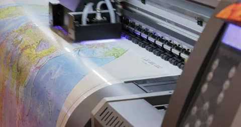 Modern Digital Large format UV printer. Printing production technologies. Stock Footage 164542693