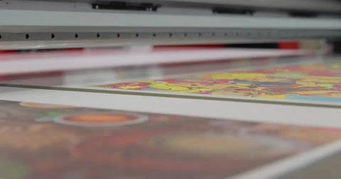 Modern Digital Large format UV printer. Printing production technologies. Stock Footage 165495693