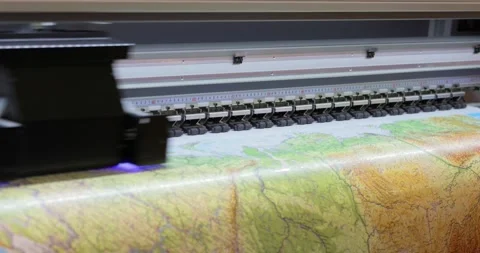 Modern Digital Large format UV printer. Printing production technologies. UV  Stock Footage 165495732