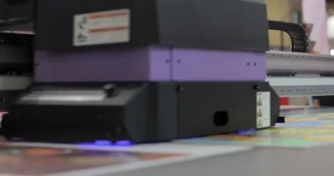 Modern Digital Large format UV printer. Printing production technologies. Stock Footage 169943302