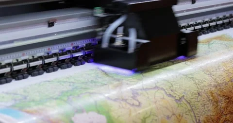 Modern Digital Large format UV printer. Printing production technologies. Stock Footage 170525938
