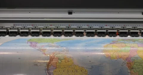 Modern Digital Large format UV printer. Printing production technologies. Stock Footage 170962075