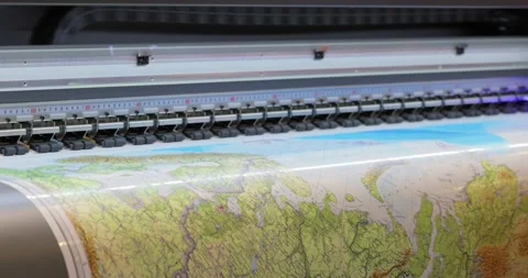 Modern Digital Large format UV printer. Printing production technologies. UV  Stock Footage 180559174