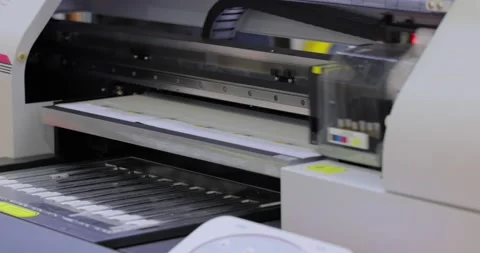 Modern Digital Large format UV printer. Printing production technologies. UV  Stock Footage 186048503