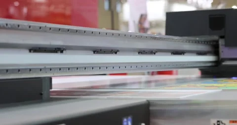 Modern Digital Large format UV printer. Printing production technologies. UV  Stock Footage 194684463