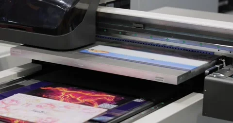 Modern Digital Large format UV printer. Printing production technologies. UV  Stock Footage 200828515