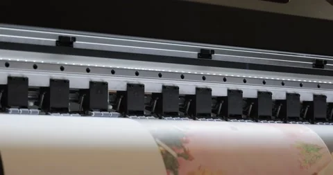 Modern Digital Large format UV printer. Printing production technologies. UV  Stock Footage 200828659