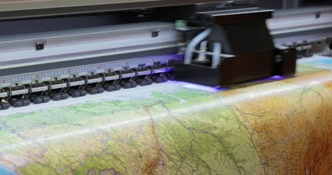 Modern Digital Large format UV printer. Printing production technologies. U.. Stock Footage 237163706