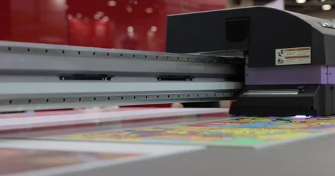 Modern Digital Large format UV printer. Printing production technologies. Stock Footage 237924550