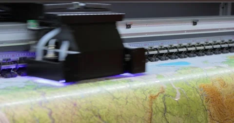 Modern Digital Large format UV printer. Printing production technologies. U.. Stock Footage 239624318