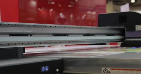 Modern Digital Large format UV printer. Printing production technologies. Stock Footage 239625175