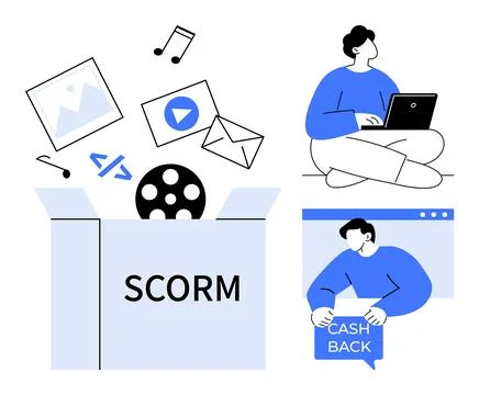 Modern Digital Learning and Content Integration with SCORM Technology Illustrazione stock