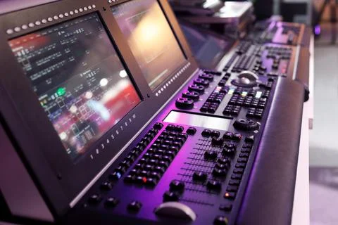 Modern digital lighting control consoles Stock Photos