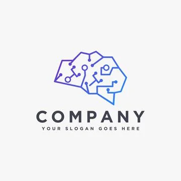 Modern Digital link brain logo icon vector template on white background Stock Illustration