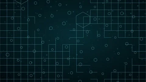 Modern digital loopable abstract background, floating hexagons and squares over Stock Footage 342304558