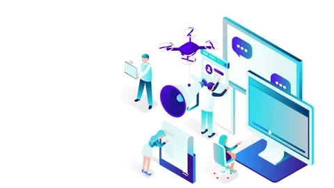 Modern Digital Marketing Technology with Drones and Computers in Action 스톡 동영상 341920057