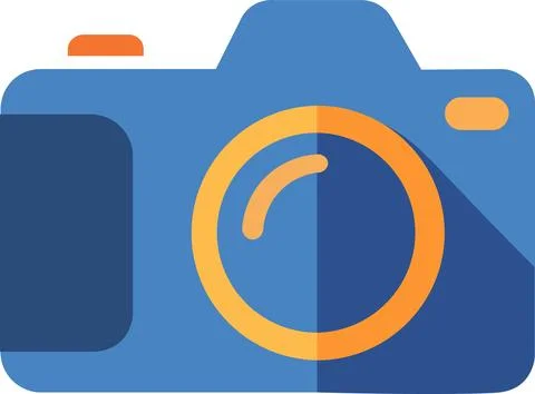 Modern digital photo camera flat color icon Stock Illustration
