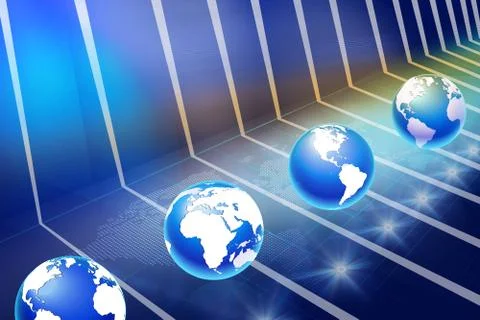 Modern digital platform with earth globes 스톡 일러스트