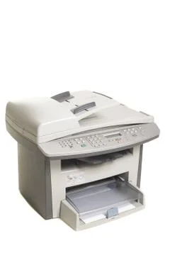 Modern digital printer on the white Stock Photos