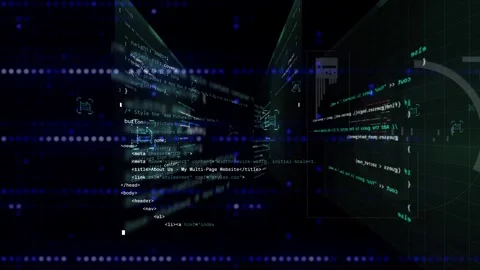 modern digital programming overlays on b... | Stock Video | Pond5