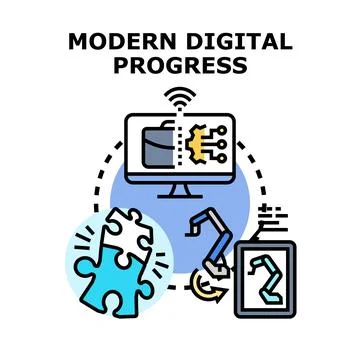 Modern digital progress concept connecting technology and innovation Stock Illustration