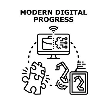Modern digital progress concept connecting technology and innovation Stock Illustration