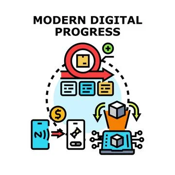 Modern digital progress improving agile development workflow Stock Illustration