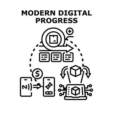 Modern digital progress improving agile development workflow Stockillustratie
