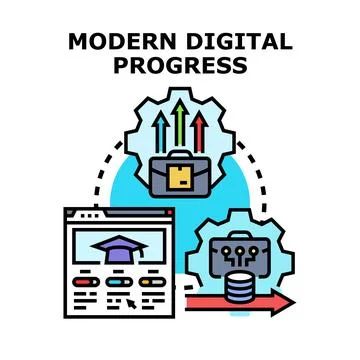 Modern digital progress improving online education and business Stock Illustration