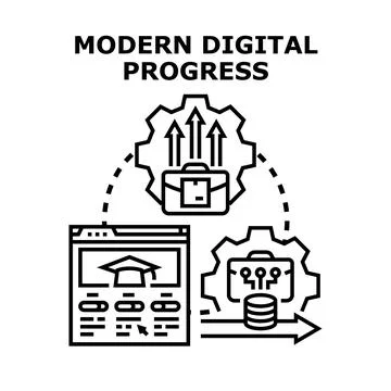 Modern digital progress improving online education and business イラスト素材
