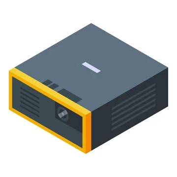 Modern digital projector displaying presentation on white background Stock Illustration