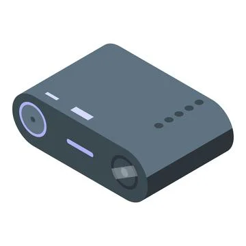 Modern digital projector showing presentation on white background Stock Illustration