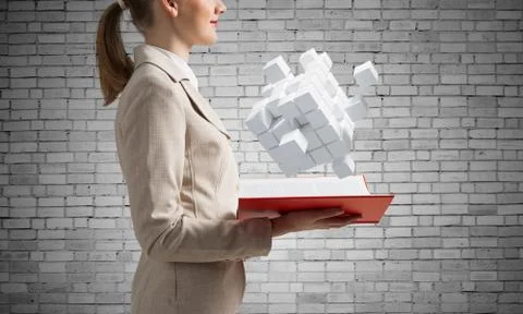 Modern digital services concept with open book Stock Photos