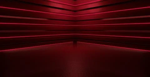 Modern Digital Simulation Empty Glowing Vibrant Laser Showcase Stage Corridor 库存插图