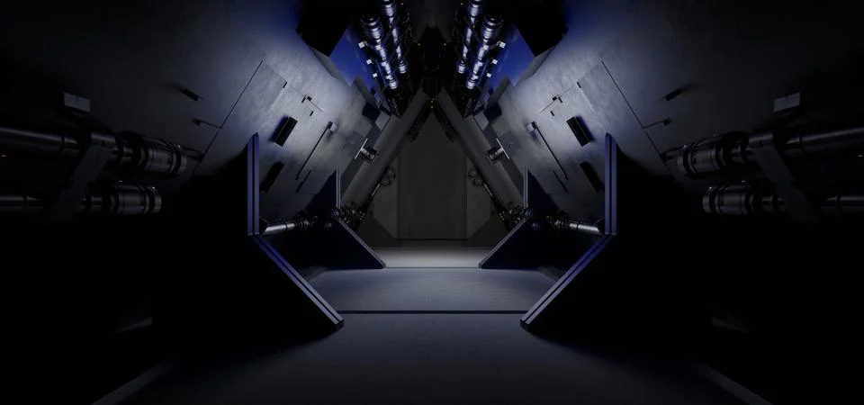 Modern Digital Simulation Empty Hallway Corridor Room Garage Studio Dance Glo Stockillustratie