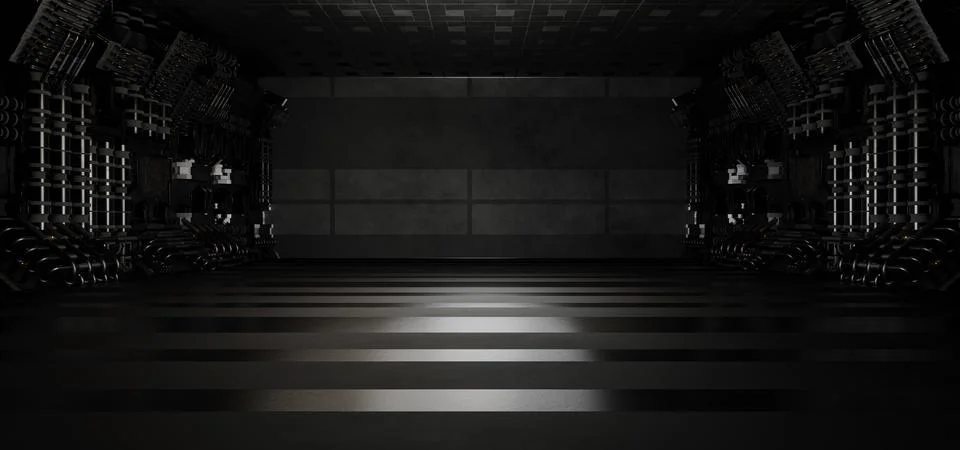 Modern Digital Simulation Empty Hallway Corridor Room Garage Studio Dance Glo Illustrazione stock