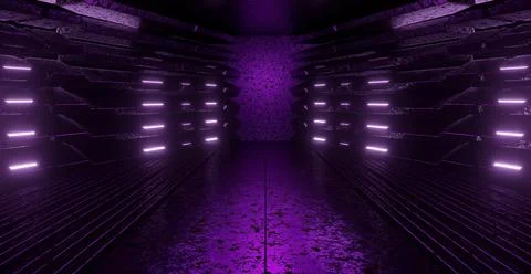 Modern Digital Simulation Empty Tunnel Hallway Gate Dark Silver Gray Backgrou Ilustración de archivo