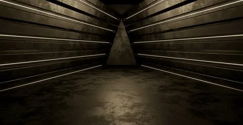 Modern Digital Simulation Metallic Pillars And Floor Lighted Copper Backgroun 스톡 일러스트