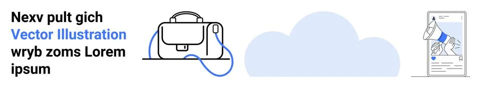 Modern Digital Solutions with Backpack, Cloud, and App Illustration Stockillustratie