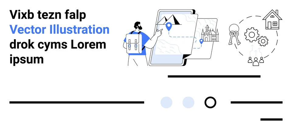 Modern Digital Solutions with Maps, Technology, and Business Development Icon 스톡 일러스트