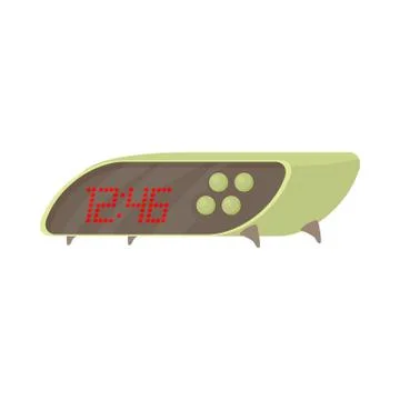 Modern digital table clock icon, cartoon style Illustrazione stock