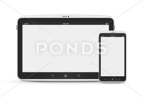 Modern digital tablet with mobile phone Stock Illustration