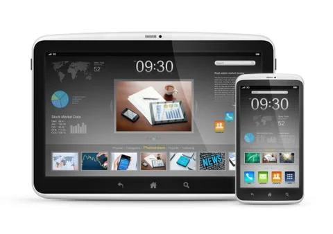 Modern digital tablet with mobile smartphone Illustrazione stock